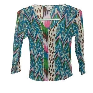 Alberto Makali Crinkle Embellished Colorful Top